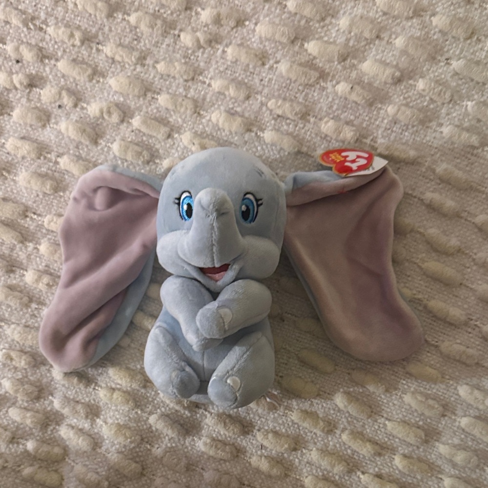 Ty Plush Elephant - Soft Blue and Light Pink